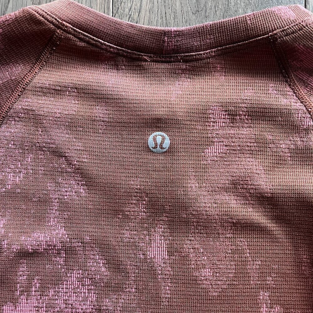 Lululemon Swiftly Tech 2.0 LS Top Size 4 Brown Pink Camo Race Length Athletic - Picture 4 of 7